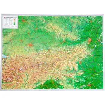 Rakousko - plastická mapa 80 x 60 cm