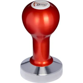 Buna café tamper, kov, červený, SP, 58.55 mm, nerez mat, plochý