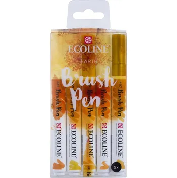 Royal Talens Royal Talens, 11509908, Ecoline brushpen set, sada štětečkových akvarelových popisovačů, earth, 5 ks