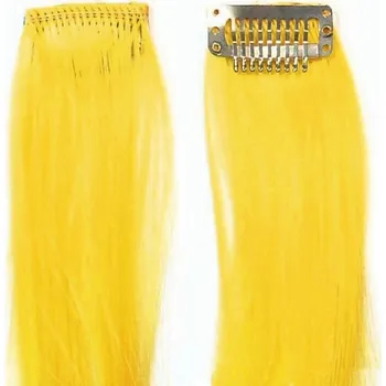 SO.CAP. Original 40cm synt. vlasové prameny na 3cm sponě - Yellow žlutá