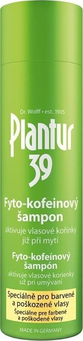 DR. WOLFF PLANTUR 39 Fyto-kofeinový šampon proti padání vlasů na barvené a poškozené vlasy 250ml