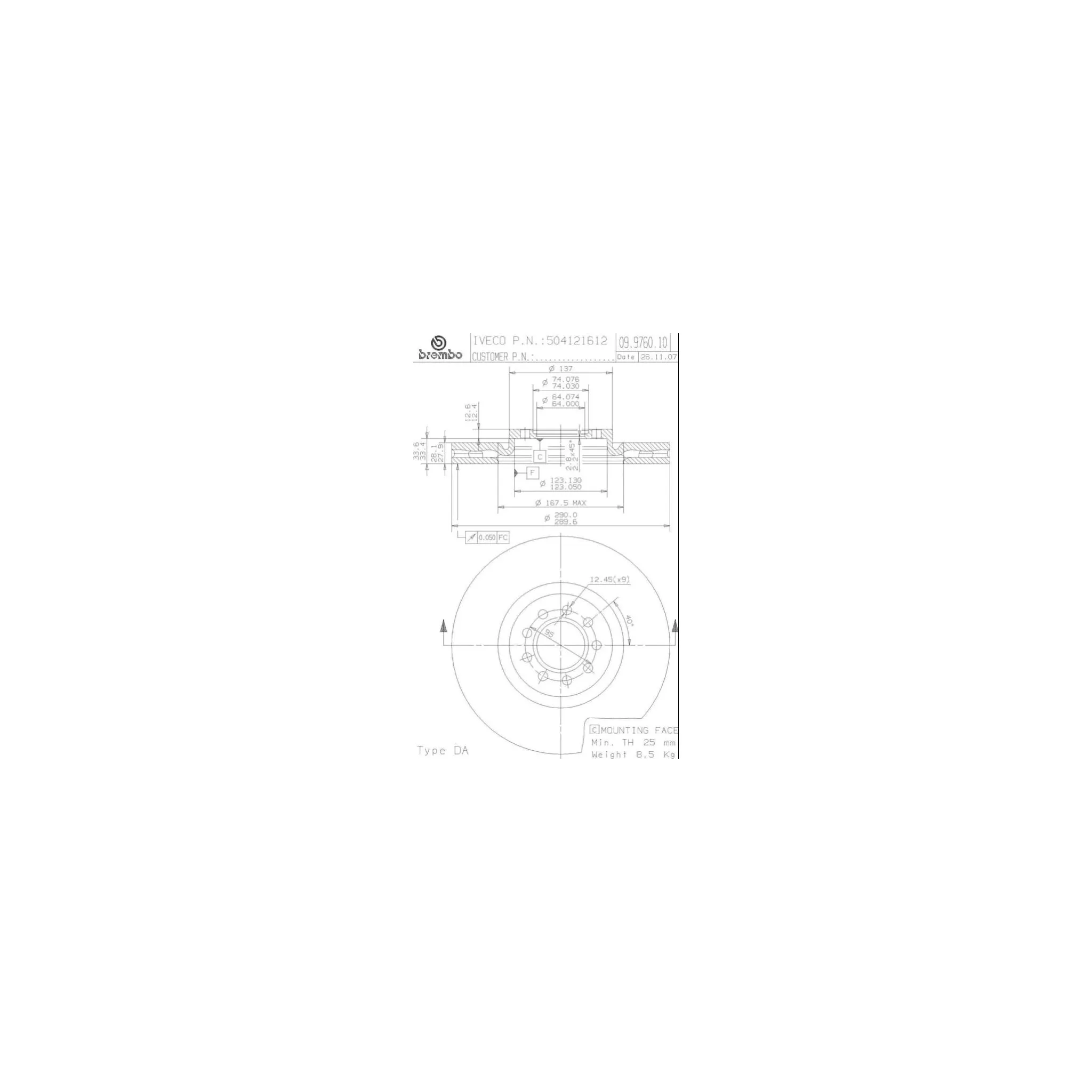 Fotografie 1 - Brzdový kotouč Brembo 09.9760.10