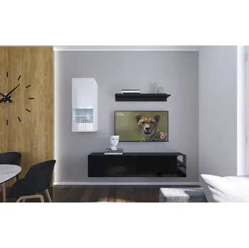 Obývací stěna Ral Obývací stěna COLORADO 2, 193 cm - Bílo/černý lesk