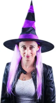 Karnevalový doplněk Rappa Klobouk čarodějnice vlasy fialové
