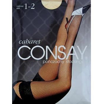 Dámské punčochy Consay, Cabaret - samodržící síťované punčochy, bordó, vel. 3-4 - 5 párů