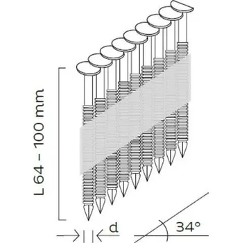 Sponkovačka KM REICH Hřebíky konvexní D34 2,9 x 55mm, 34°, papírová páska, 5000ks, KMR 10402027