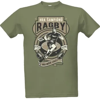 Tričko s potiskem Ragby - hra šampiónů pánské