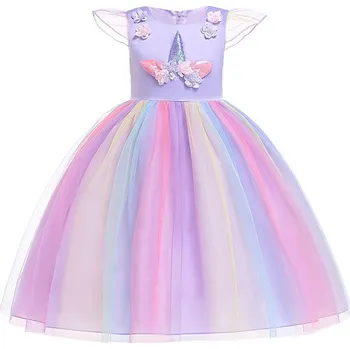 Dámské šaty Unicorn (Jednorožci) "Unicorn" šaty s bohatou duhovou sukní Věk: 5T, Barva: Fialová