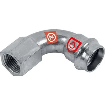 Vodovodní potrubí FRABOPRESS C-STEEL oblouk s vnitřním závitem 22 mm x 3/4" FPC.CF90.2220