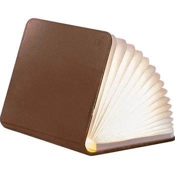 Stojací lampa Rozkládací světlo "Smart Book" mini, hnědá kůže - Gingko