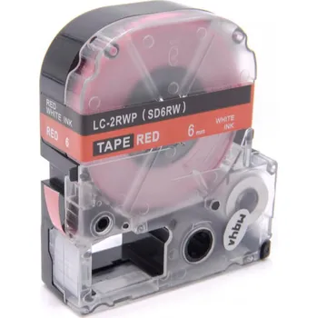 Pásek do tiskárny Epson LC-SD6RW, 6mm x 8m, bílý tisk / červený podklad, kompatibilní páska
