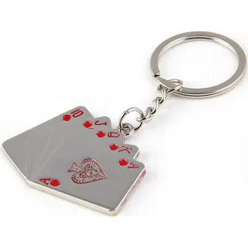 Přívěšek na klíče ve tvaru karet s postupkou - barva červená