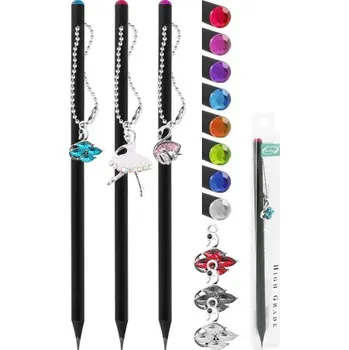 Grafitová tužka Tužka grafitová s diamantem a přívěskem, mix barev / přívěsků