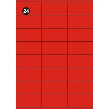 Samolepící etiketa FOPRINT Samolepící etikety 70x36 mm, A4 - červené (balení 20 listů)