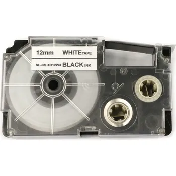 Pásek do tiskárny Páska pro popisovače CASIO XR-12WE - 12 mm bílá - černý tisk - kompatibilní