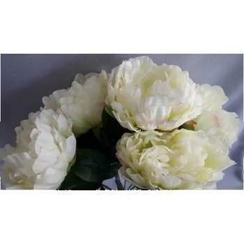 umělá květina Pivoňka kytice, 5 barev, Barva bílo-zelená G033