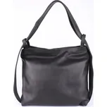 Dámská kabelka a batoh v 1 - velká kožená kabelka na rameno a batoh 12 černá | KabelkyproVas.cz