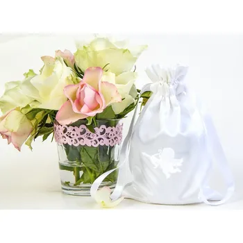 HEDVA ČESKÝ BROKÁT Dárkový pytlík PESh satén s výšivkou AMOREK bílá Barevná varianta: bílá