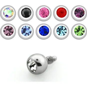 Piercing Piercingate Náhradní kulička s kamínkem pro microdermal ND00010 - Barva/Motiv: Černá, Kuličky: 3 mm, Průměr tyčky: 1,2 mm