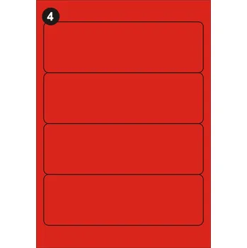 Samolepící etiketa FOPRINT Samolepící etikety 192x61 mm, A4 - červené (balení 20 listů)