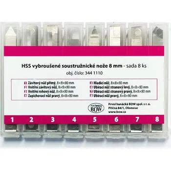 Příslušenstí k soustruhu HSS vybroušené soustružnické nože 8 mm - sada 8 ks 3441110