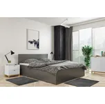 BMS Group Manželská postel s vysokonou nosností Panama + matrace 140x200 - Grafit (rošty + matarce Zdarma)