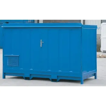 Nářadí na výměnu oleje Regál na sudy se záchytnou vanou, uzavřený, vodorovné uložení sudů, v x š x h: 1900x2900x1200 mm.