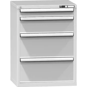 Zásuvková dílenská skříňka, v x š x h: 990 x 731 x 630 mm, 4 x zásuvka, barva šedá RAL7035