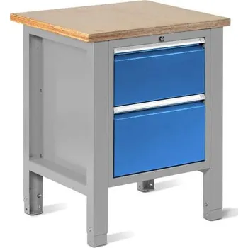 Dílenský stůl Dílenský stůl TECHNO Light, šířka 725 mm, 2 zásuvky, barva šedá RAL7035/modrá RAL5012.