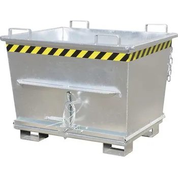 Přepravník Kónický přepravník s výklopným dnem, objem 700 l, nosnost 1500 kg, d x š x v: 1040 x 1200 x 970 mm, žárově zinkovaná
