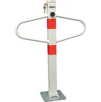 Plotový sloupek Sklopný parkovací sloupek s rameny, bílý, cylindrický zámek