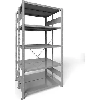 Dílenský regál Zásuvný regál CLIP S3, dvoustranný, V: 2000 mm, 2 x 5 polic 1000 x 400 mm, nosnost 150 kg, šedý, základní