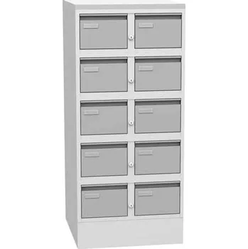 Kartotéka Sestava kartoték na dokumenty formátu A5, 10 zásuvek, v x š x h: 1250 x 560 x 600 mm, barva šedá RAL7035 / šedá RAL7035