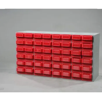 Plastový zásobník VariBox, 1000 x 533 x 355 mm, 48 zásuvek v červené barvě.