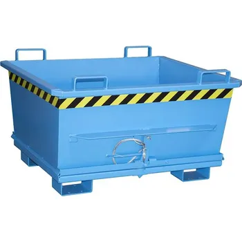 Přepravník Kónický přepravník s výklopným dnem, objem 500 l, nosnost 1000 kg, d x š x v: 1040 x 1200 x 715 mm, barva modrá RAL5012