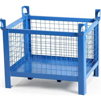 paleta Ohradová paleta, kovová, 800 x 600 mm, 4 síťované bočnice, barva modrá RAL5010