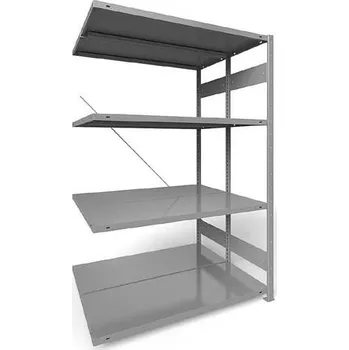 Dílenský regál Zásuvný regál CLIP S3, dvoustranný, V: 2000 mm, 2 x 5 polic 1300 x 500 mm, nosnost 230 kg, šedý, přídavný