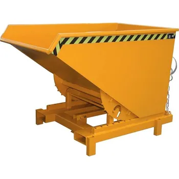 Přepravník Těžkotonážní výklopný přepravník, objem 900 l, nosnost 4000 kg, d x š x v: 1310x1580x970 mm, barva oranžová RAL2000