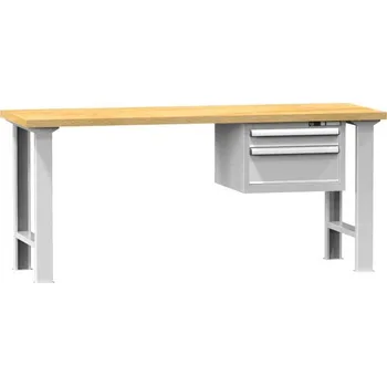 Dílenský stůl Dílenský stůl KOMBI, d x h x v: 1500x700x880 mm, 2 x zásuvka, barva šedá RAL7035