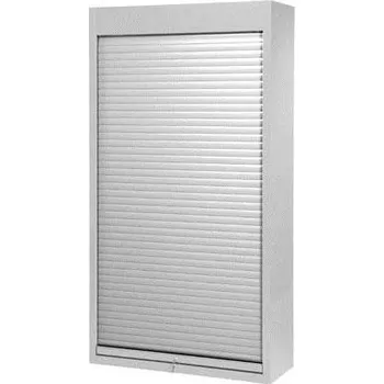 Dílenská skříň, v x š x h: 1950 x 1044 x 405 mm, dveře žaluziové (hliníková roleta), 3 x police 100 kg, barva šedá RAL7035