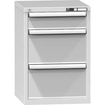 Dílenská skříňka KOMBI, v x š x h: 840 x 578 x 630 mm, 3 x zásuvka, barva šedá RAL7035