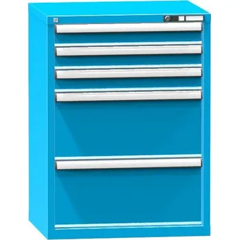 Zásuvková dílenská skříňka, v x š x h: 990 x 731 x 630 mm, 5 x zásuvka, barva modrá RAL5012