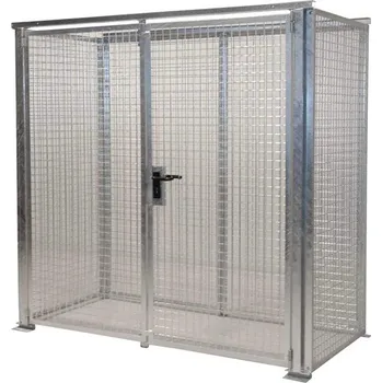 Klec na plynové lahve, bez střechy, dvoukřídlé dveře, max. lahví 32 x Ø 230 mm, d x š x v: 2100x1085x2070 mm, žárově zinkované