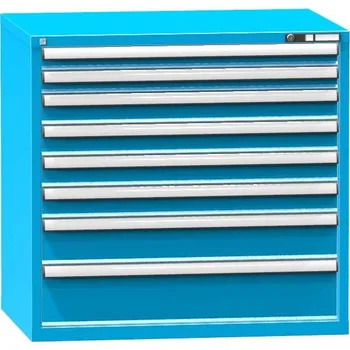 Zásuvková dílenská skříňka, 8 x zásuvka, v x š x h: 990 x 1037 x 780 mm, barva modrá RAL5012