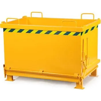 Přepravník Přepravník s výklopným dnem, objem 570 l, nosnost 1000 kg, d x š x v: 1200 x 800 x 910 mm, barva žlutá RAL1033