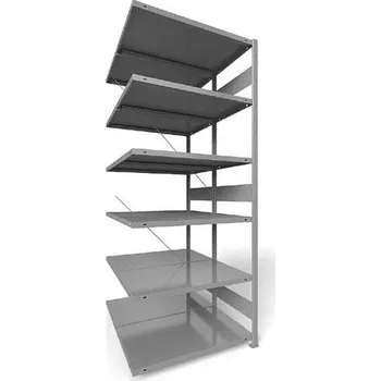 Dílenský regál Zásuvný regál CLIP S3, dvoustranný, V: 2500 mm, 2 x 6 polic 1000 x 600 mm, nosnost 230 kg, šedý, přídavný