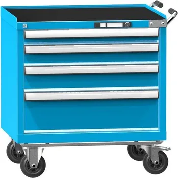 Pojízdná dílenská skříňka se 4 zásuvkami, v x š x h: 763 x 731 x 780 mm, barva modrá RAL5012