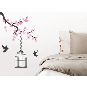 Samolepící dekorace Klícka na větvi samolepka na zeď arch 40 x 39 cm