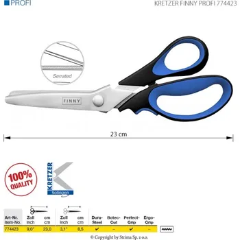 Nůžky s mikrozoubky pro velmi jemné materiály, délka 9"/23cm