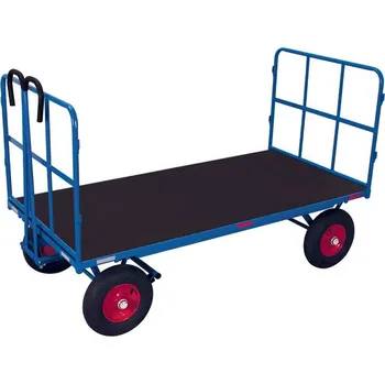 Plošinový vozík Ruční valníkový vůz VARIOfit, 2000 x 1000 mm, nosnost 1250 kg, se dvěma čelními stěnami